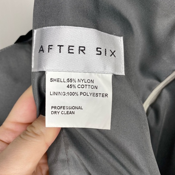 After Six Charcoal Grey with Ivory Lace Bridesmaid Dress Size 14 - Picture 3 of 5